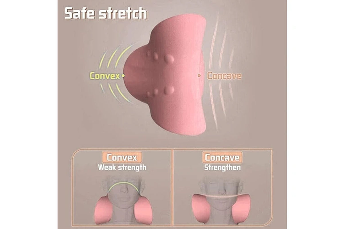 Leona Co Cervical Traction Pillow Neck Stretcher for Neck Pain Relief Pink