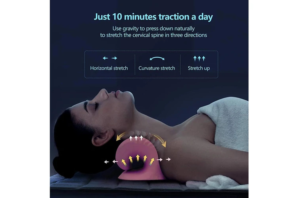 Leona Co Cervical Traction Pillow Neck Stretcher for Neck Pain Relief Pink