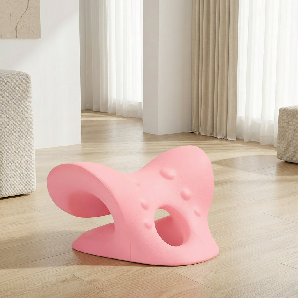Leona Co Cervical Traction Pillow Neck Stretcher for Neck Pain Relief Pink