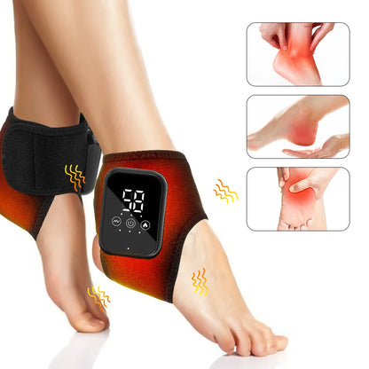 Electric Vibration Ankle Massager Heated Ankle Wrap Foot Protector Support Brace Heating Massage Strap for Joint Sprain