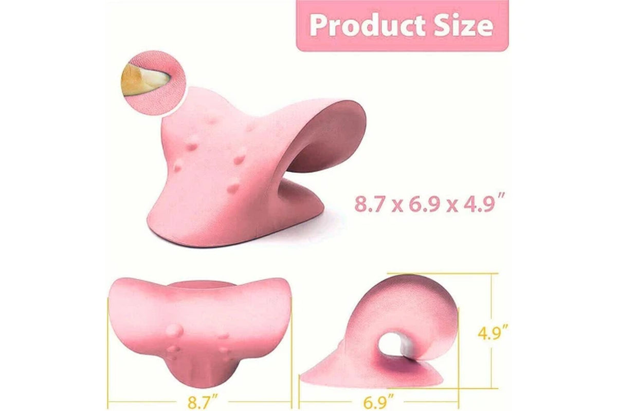 Leona Co Cervical Traction Pillow Neck Stretcher for Neck Pain Relief Pink